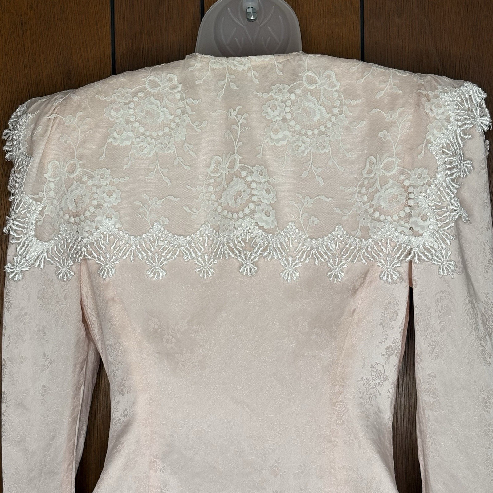 VTG 80’s Jessica McClintock Blouse 8 Pink Lace Pearl Buttons Victorian Cottage