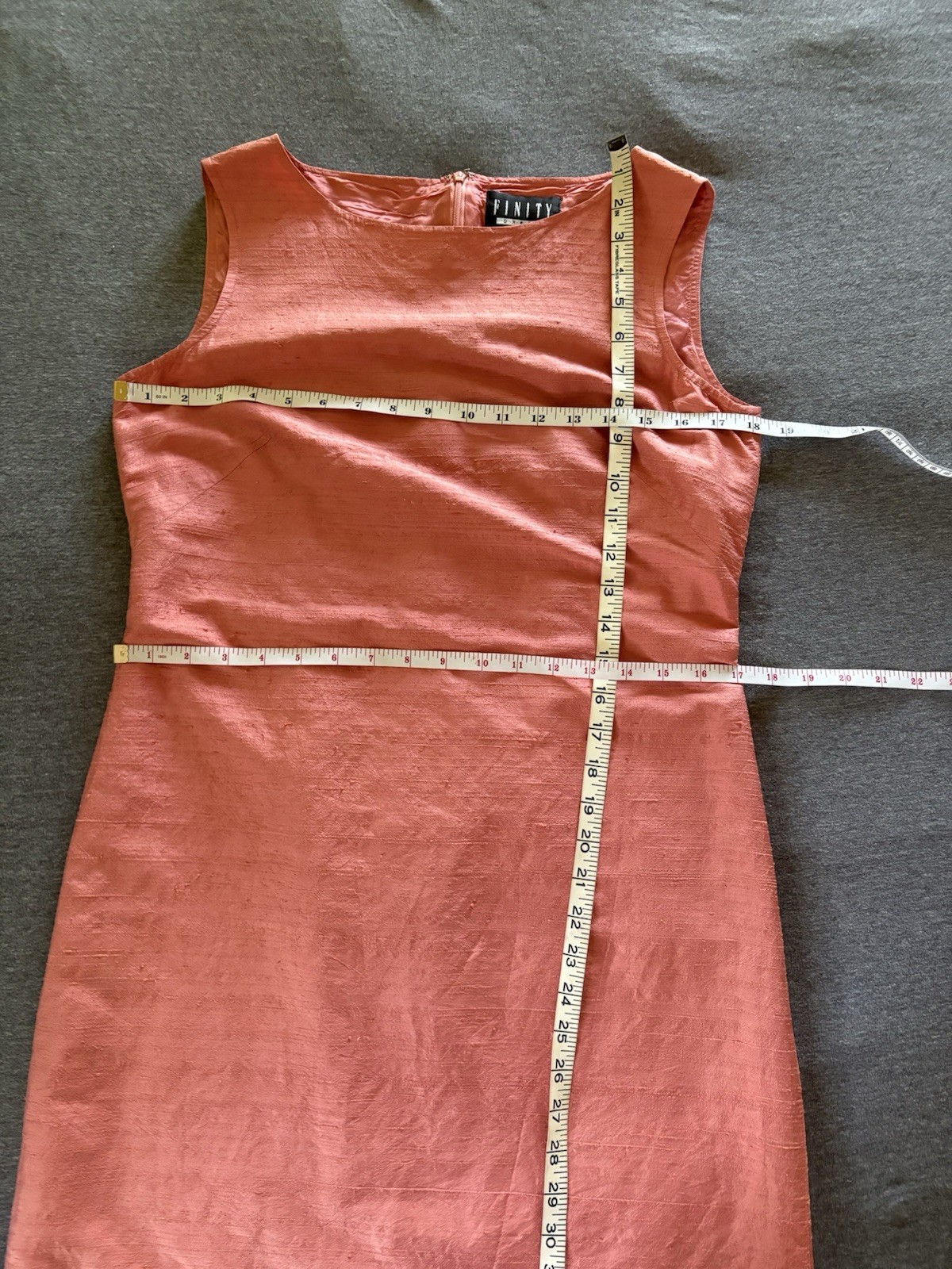 Vintage 90s 100% Raw Silk Shift Dress Peach Coral Minimalist Tailored Classic