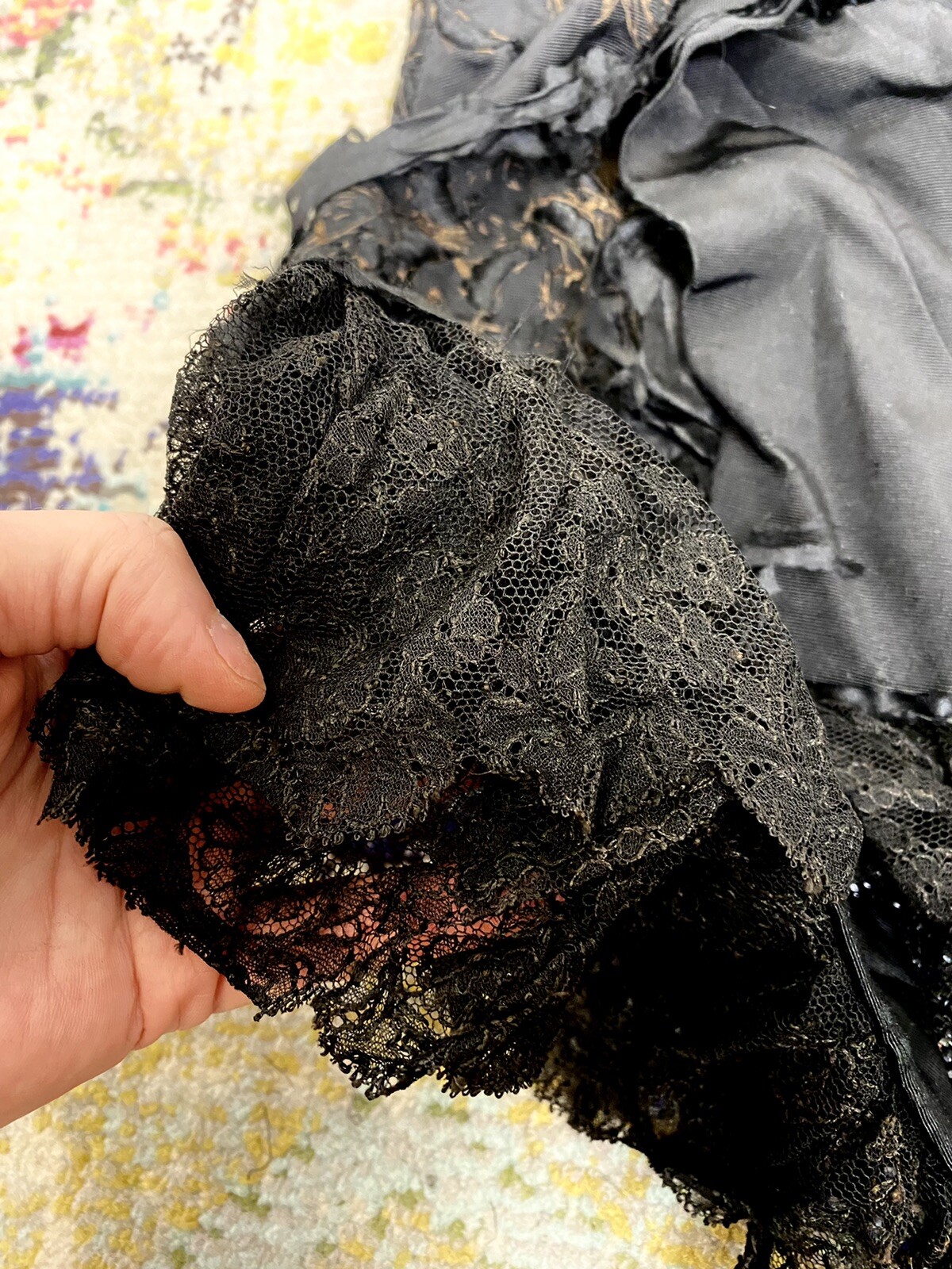 Authentic 1800s Victorian Black Jet Beaded Jacket Damaged Costume Inspo as is