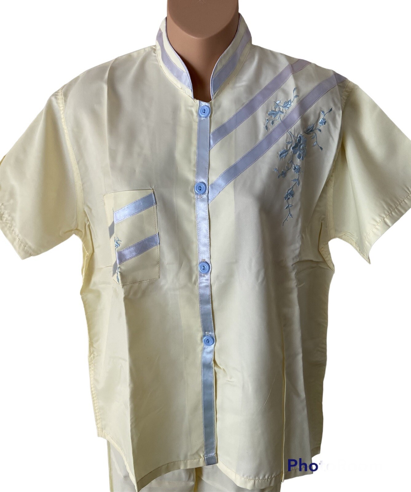 Miss Hollywood Original Label Sleep Button Down Vintage 2 Piece Pajama Set SZ 36