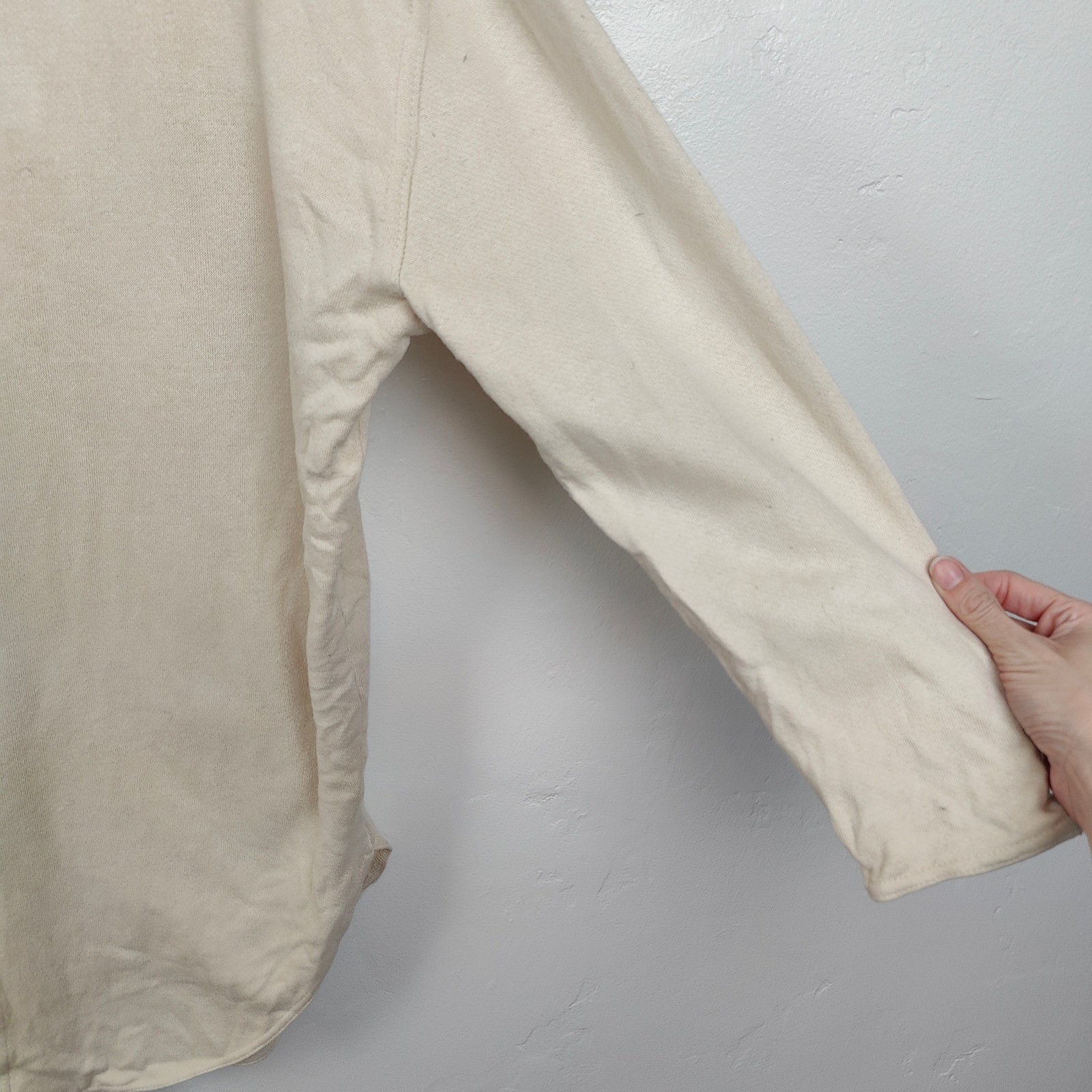 Vintage Norma Kamali Tunic Top Womens Small Cream Oversized Fleece 80s 90s