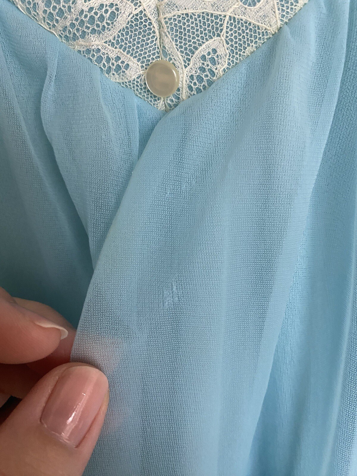 Vintage Lisette Al Sterling RARE Gown Peignoir Set Sky Blue Nylon Coquette Small