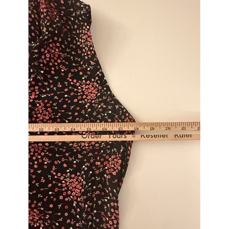 Carol Anderson California VTG Floral Rayon Sleeveless Maxi Dress Black Pink 10