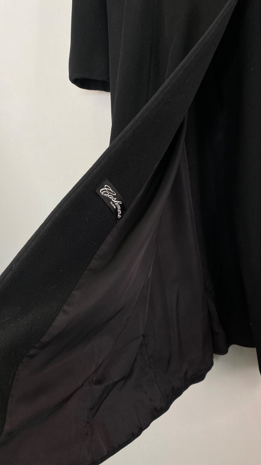 Vintage 1990s black cashmere trench coat long wool pea military maxi full M