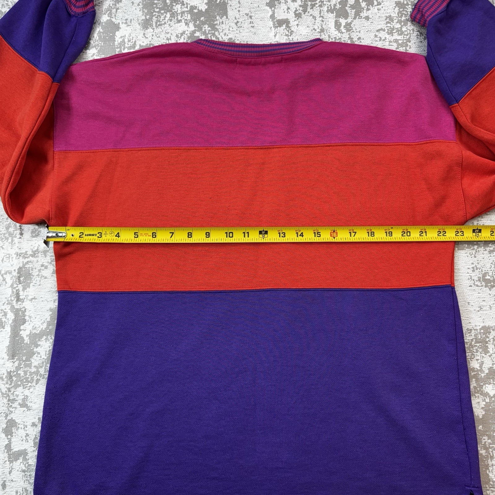 Vintage 90s Color Block Sweatshirt Pullover size Medium Pink Red Purple