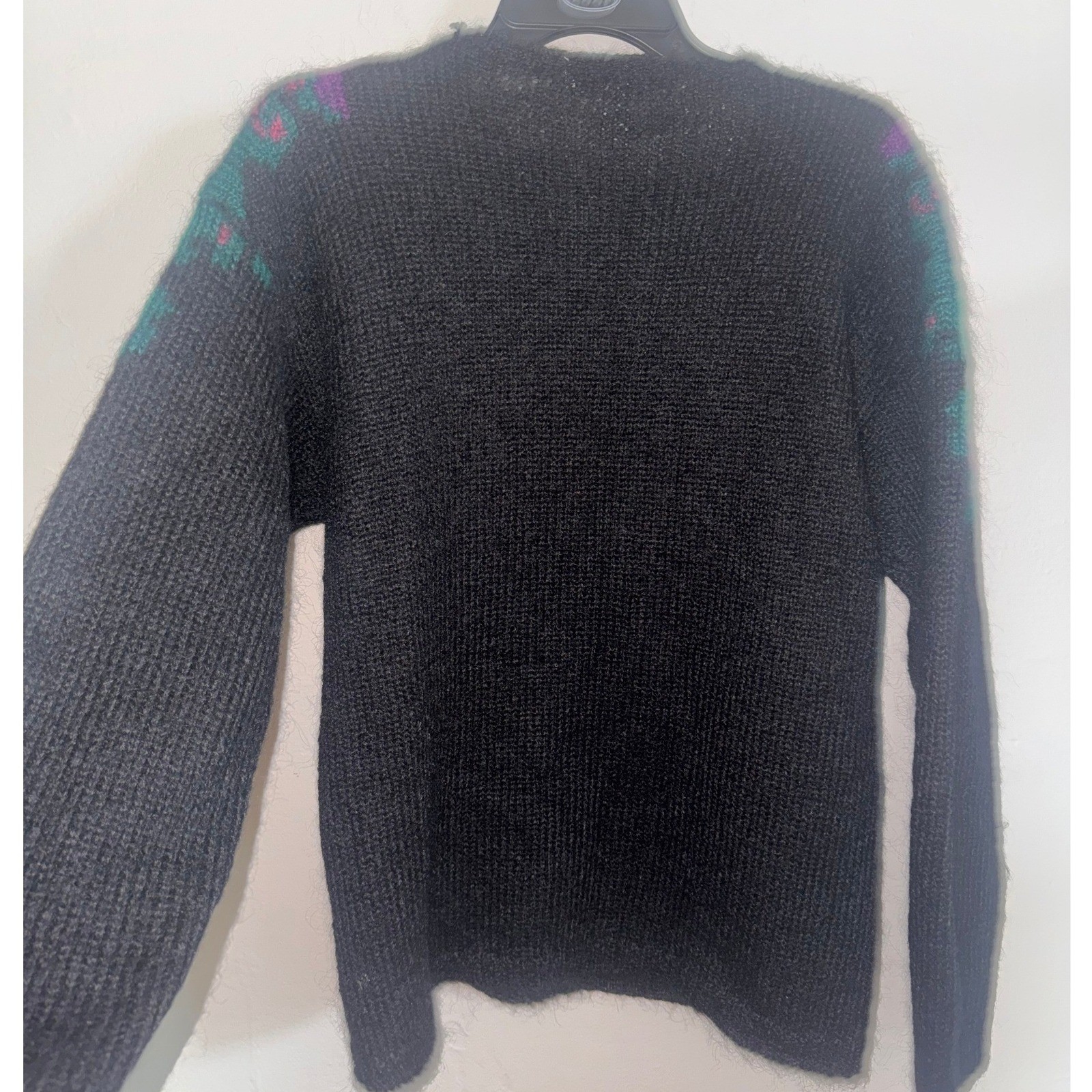 Vintage Cambridge Spirit Mohair Sweater Paisley Skirt Set Blk Teal Magenta L/14