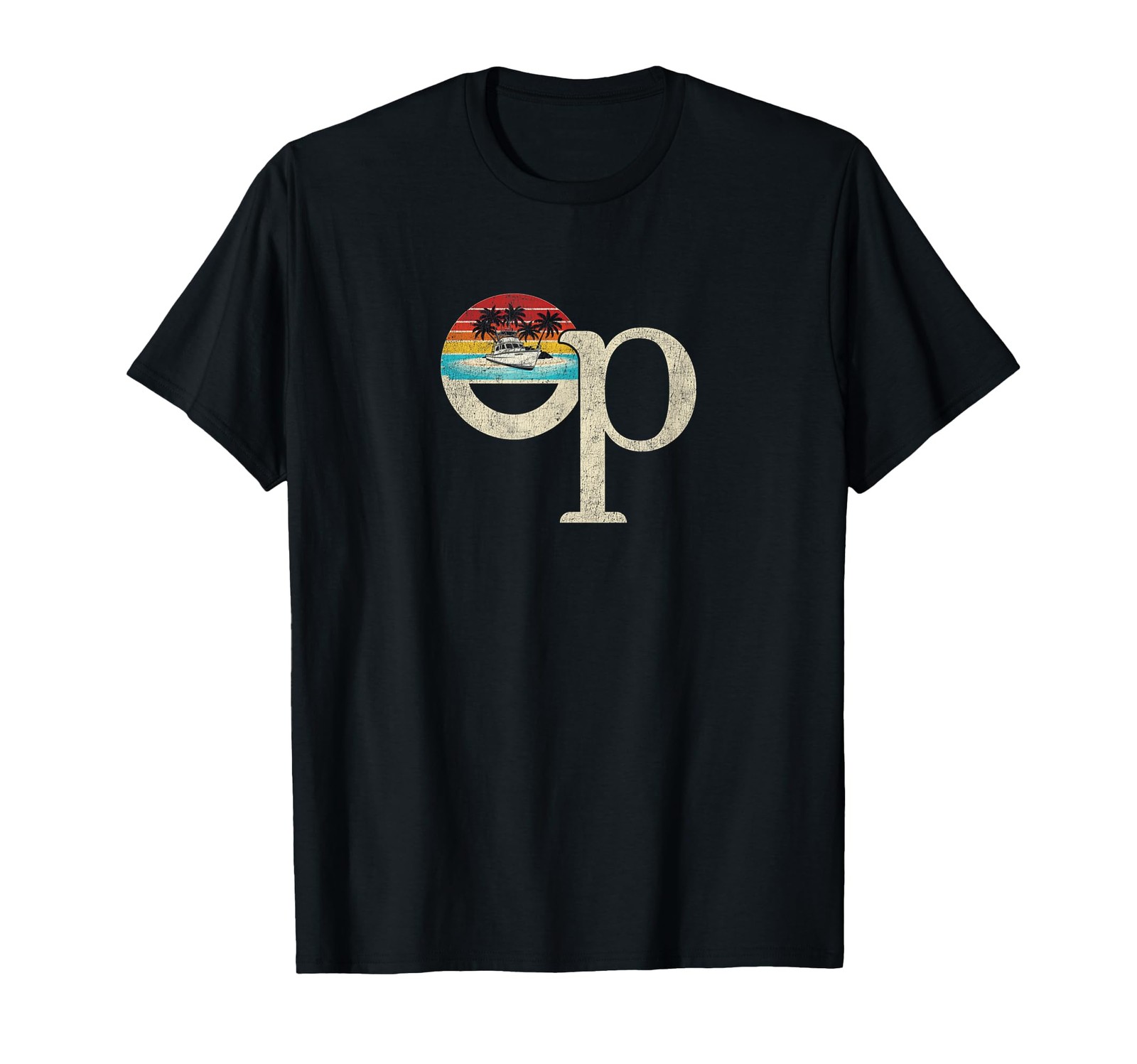 Op Ocean Vintage Pacific Beach Sun Palm Trees Retro T-Shirt Small, Black