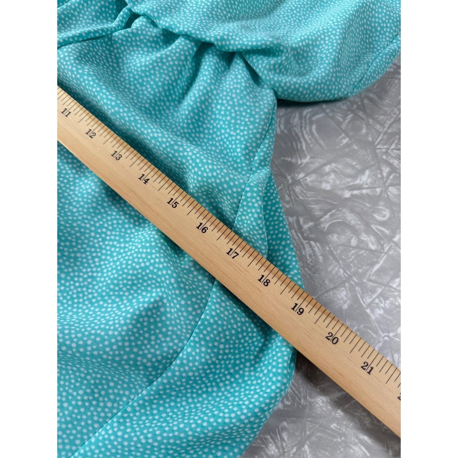 JT Petites Vintage 80s Polka Dot Midi Dress Aqua Blue Flutter Sleeve Size 8 USA