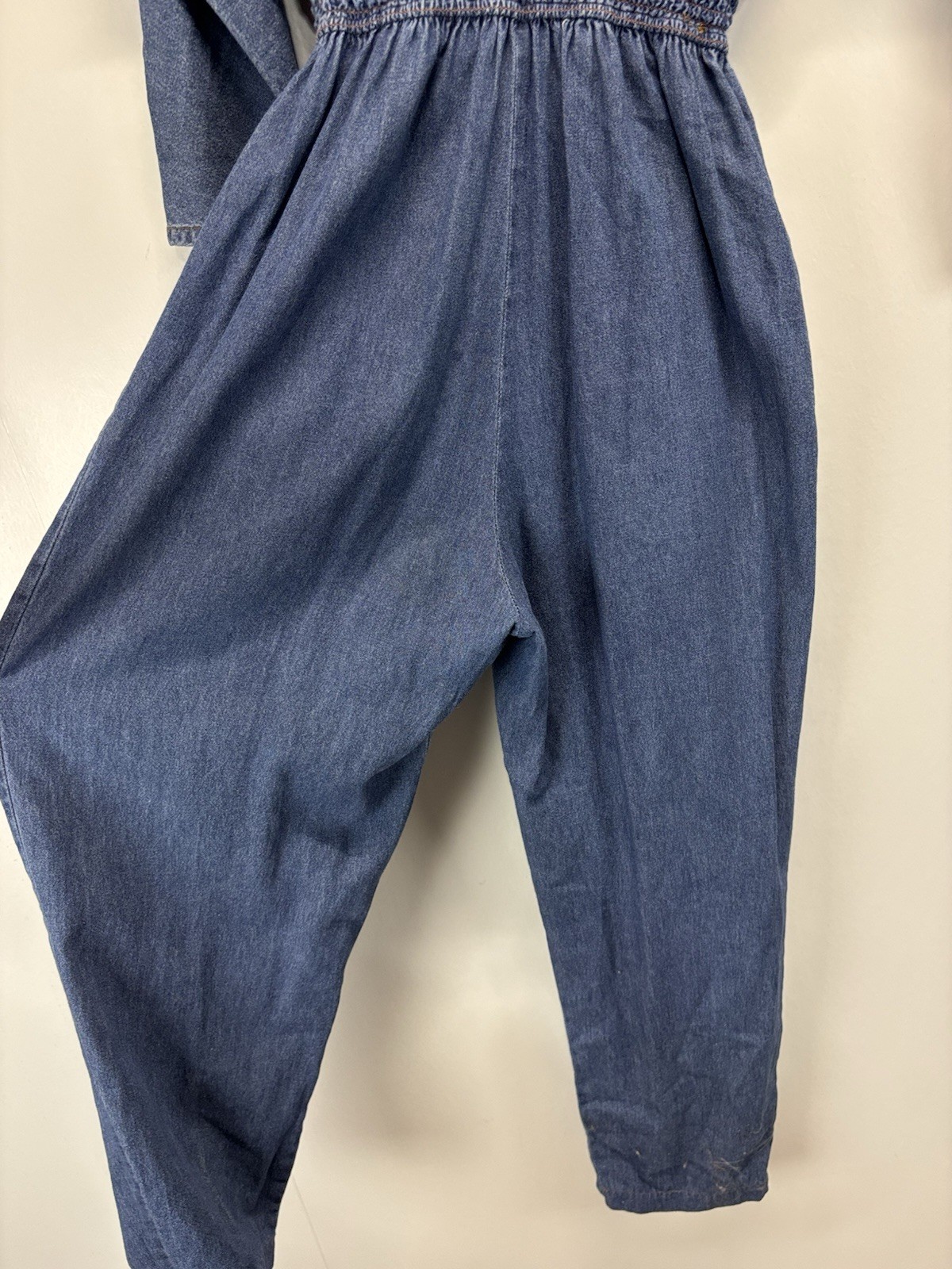 Vtg Cache Denim One Piece Jumpsuit Women’s 10 Blue Studded Trim 80s Made USA