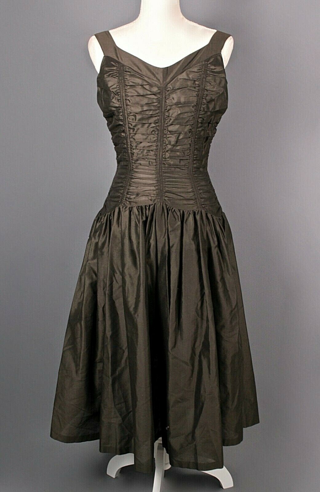 VTG Women’s 50s Dark Brown Dress / Gown Sz S 1950s Cocktail