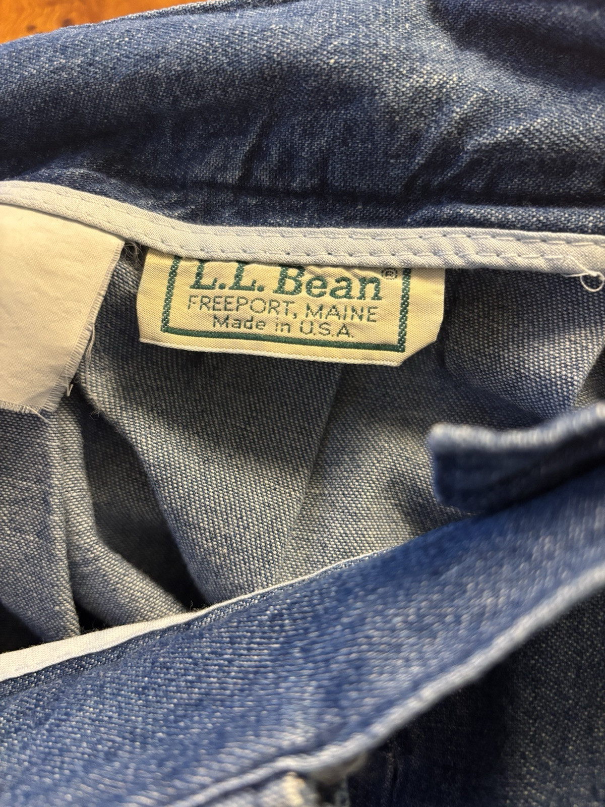 VTG L.L. Bean Pleated Denim Midi Skirt Large 34×28 Made in USA