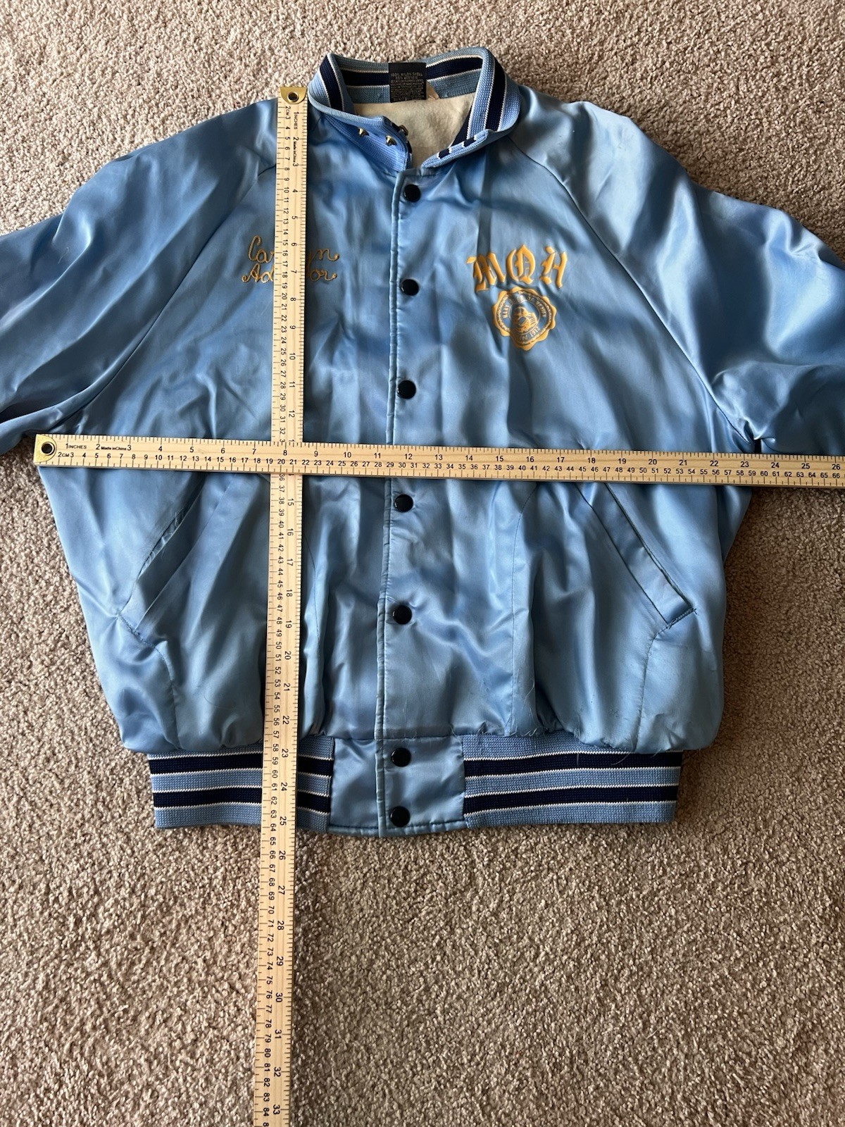 Aristo Jac USA 80’s Jacket Mary Queen Of Heaven MQH Cheer Pins Removable, Large