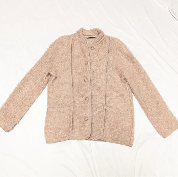 Pitlochry Mohair Wool Scottish Vintage Cardigan Coat Textured With Pockets