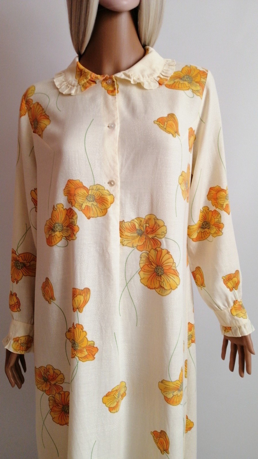 Vintage 70’/ ’80 Beldona Floral House Dress Lounge Gown Modal Cotton EU 40