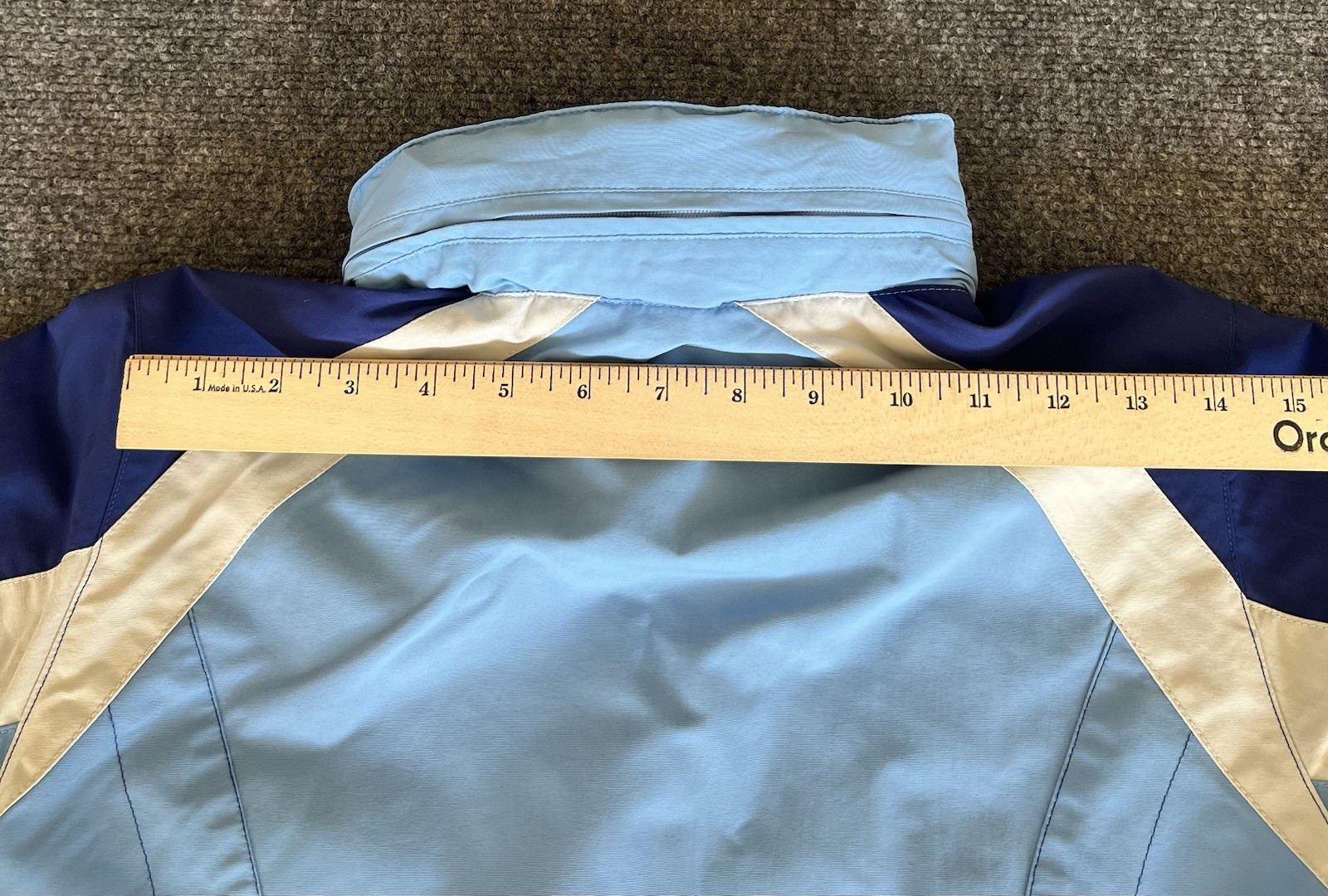 L.L. Bean VTG Womens Jacket Windbreaker 2-Tone Blue Packable Hood Nylon Large