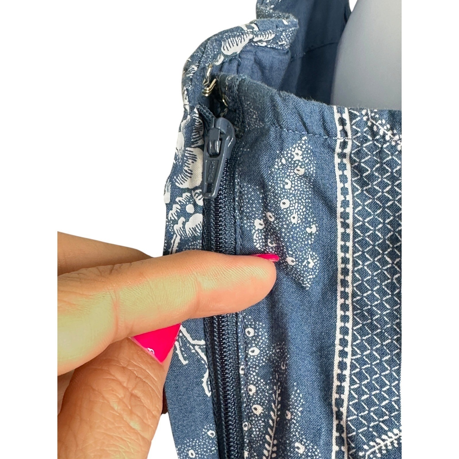 Black Label Ralph Lauren Cami Top 16 Blue Floral Bustier Corset Sweetheart Tie
