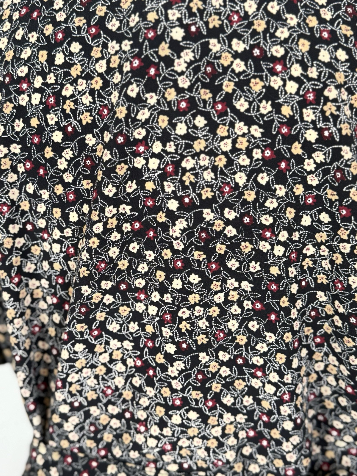 Leslie Fay Womans Size 14 Dress Floral Black Vintage Belted Midi Classic Modest
