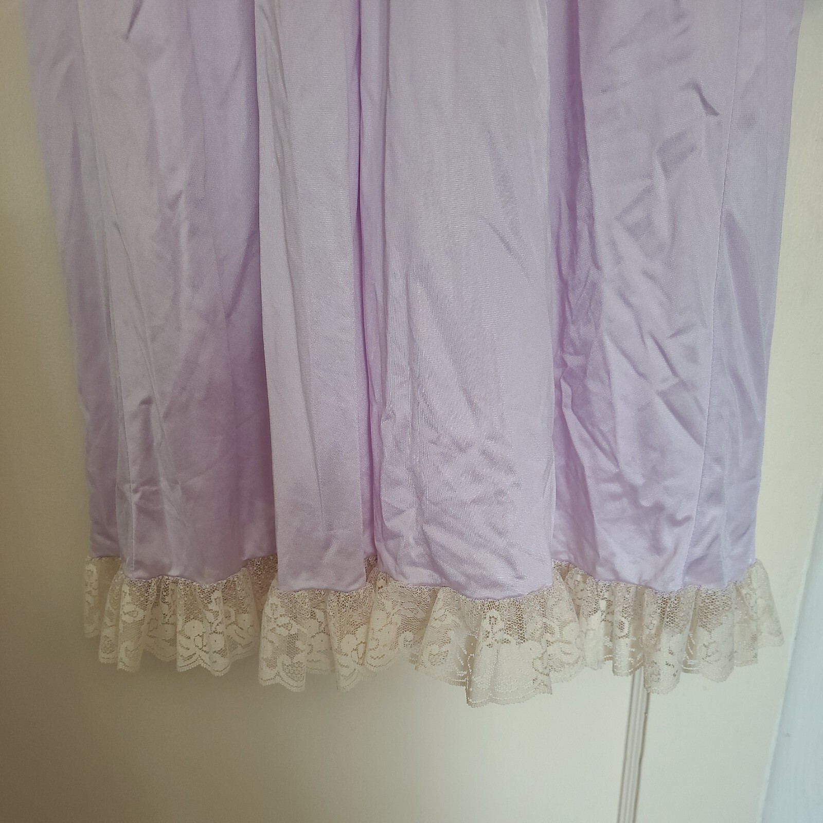 Vintage Jenelle Of California Sheer Nylon Nightgown Lace V Neck Tie Back