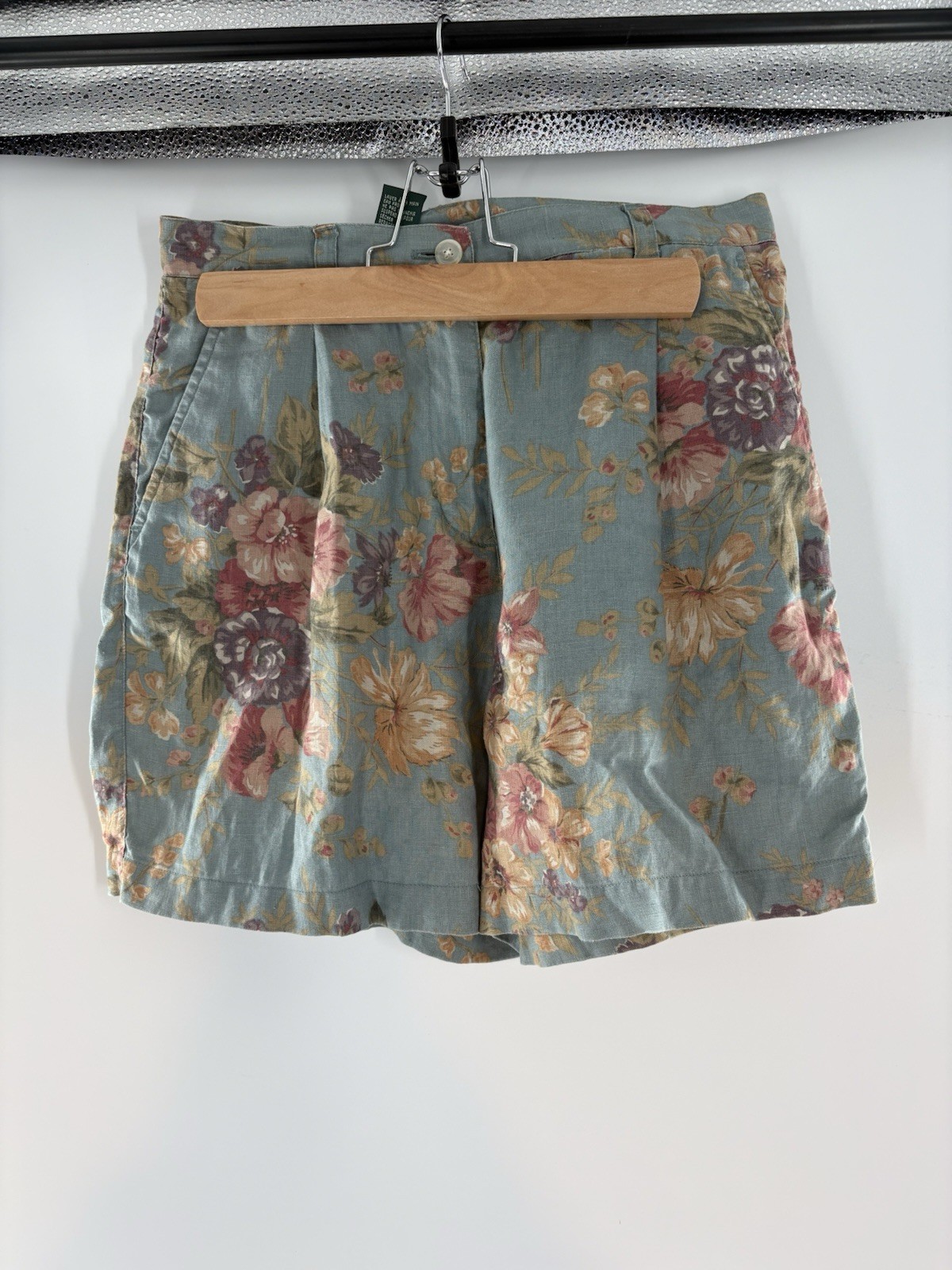 VTG Lauren Ralph Lauren Floral Linen Shorts Pleated High Waist Cottagecore 6P