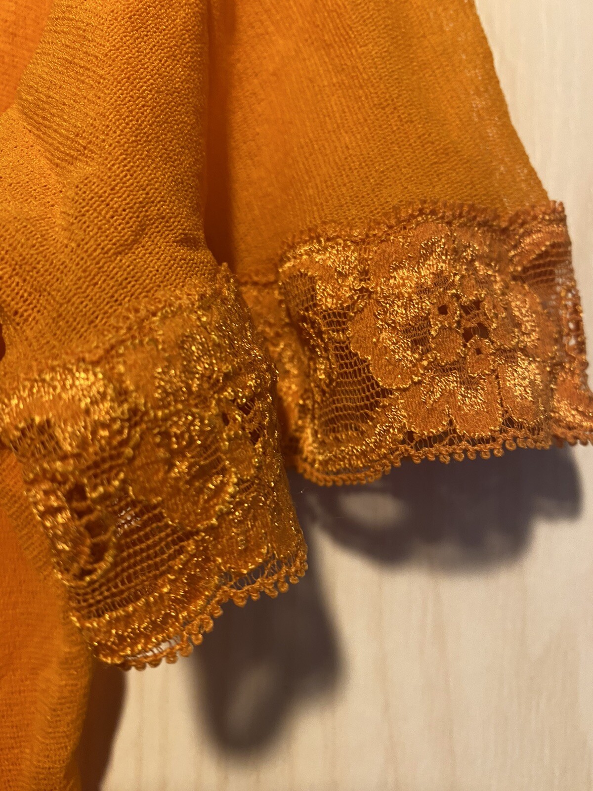Vintage Jean Paul Gaulthier T-shirt 1990er orange mit Spitze, S, ungetragen
