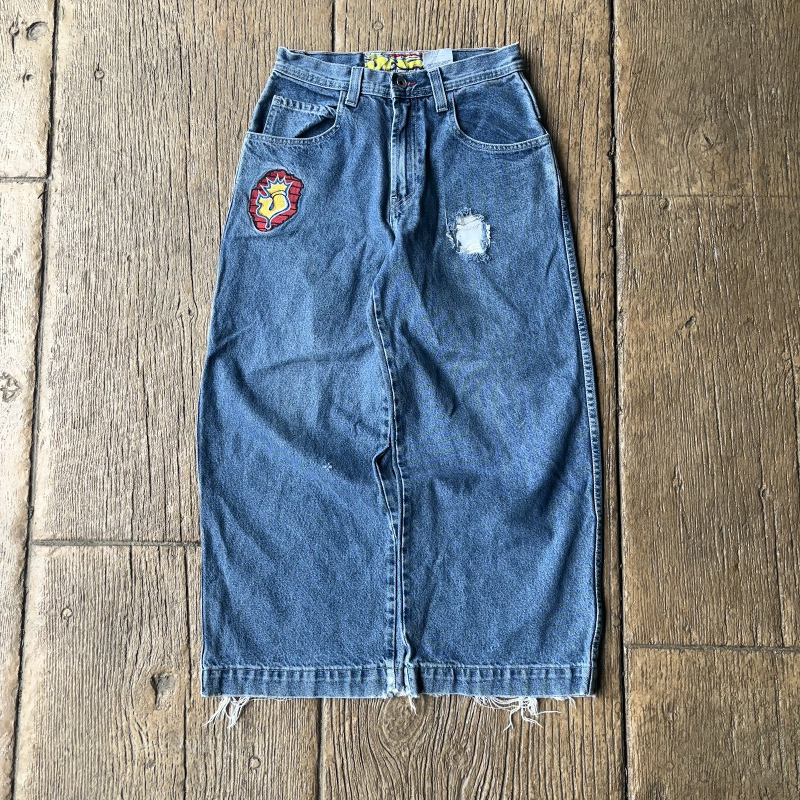 Vintage JNCO Jester Denim Jeans Skirt USA Y2K Wide Leg Pants Skater 28×27 Womens