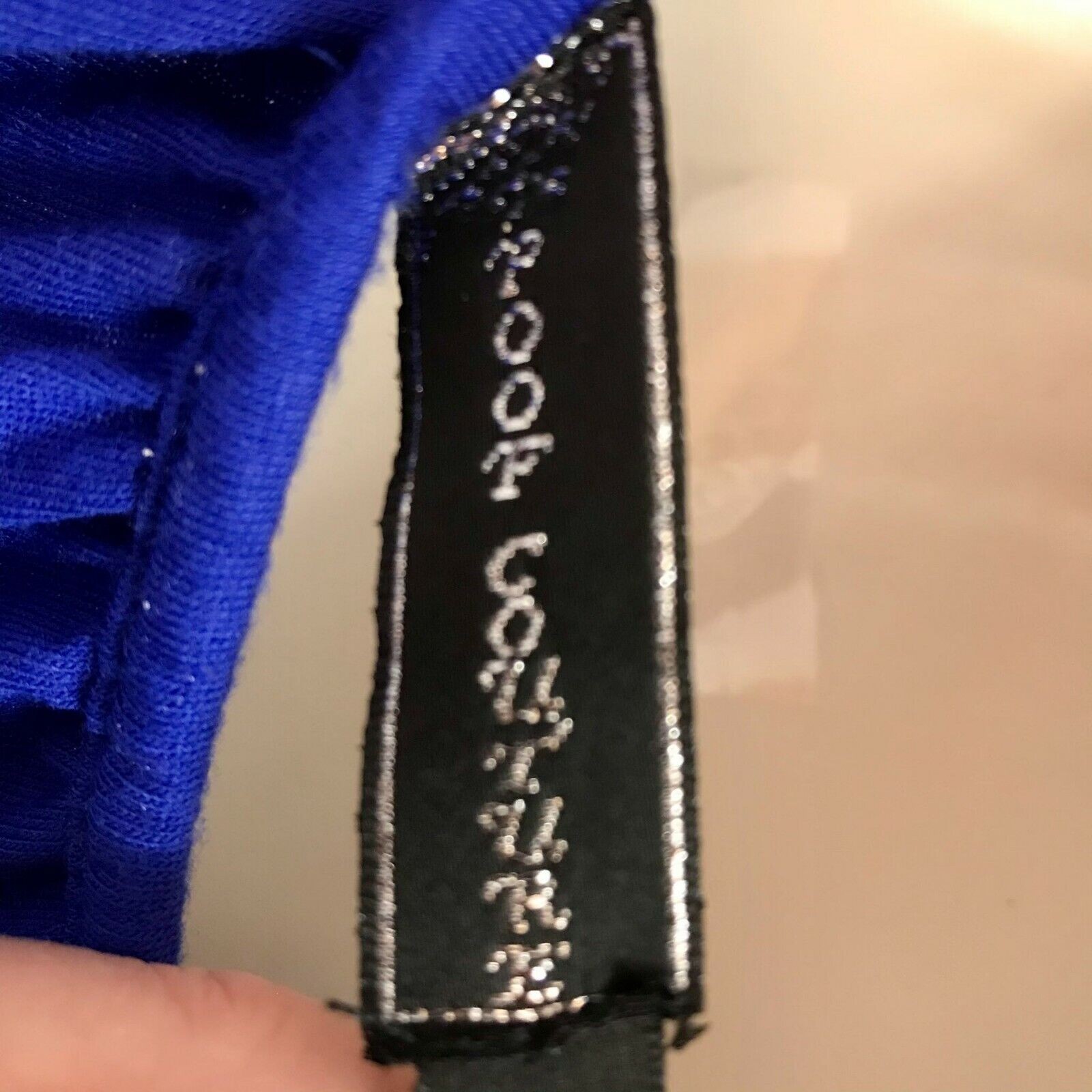 Poof Couture Dress Womens M Crisscross Maxi Electric Blue Long Slit Glamcore