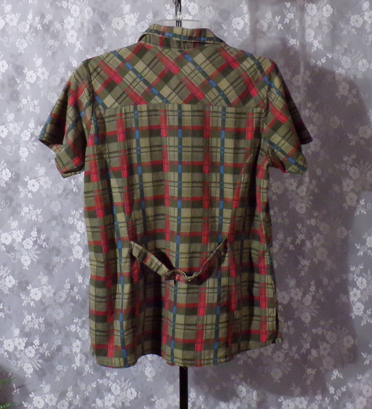 Vintage 80s Plaid Shirt Size Medium 1980s Womens Retro Golf Leisure Preppy Sport