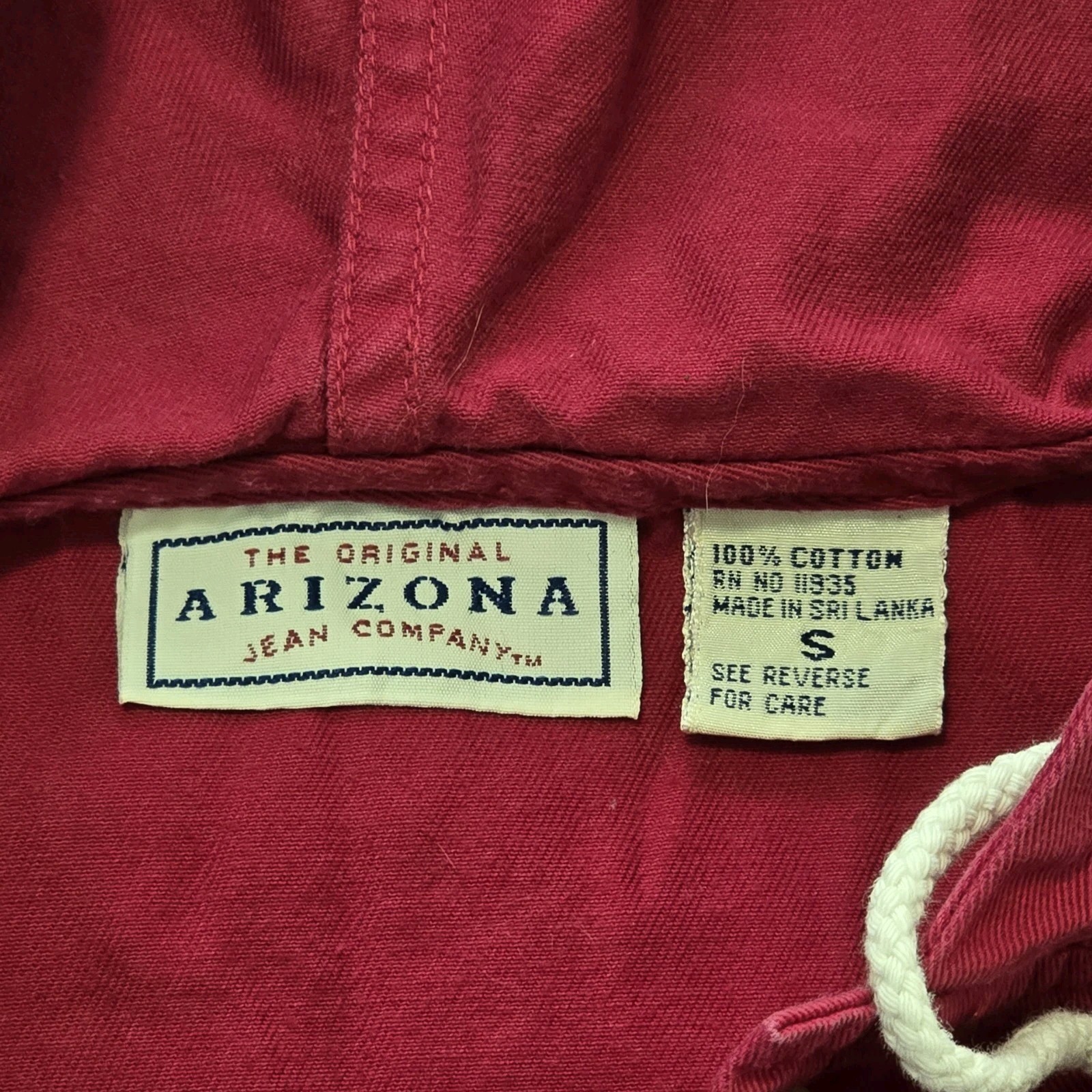 VTG Arizona Jean Co Red Vest Sleeveless Hoodie Y2K 90s 00s Sz S