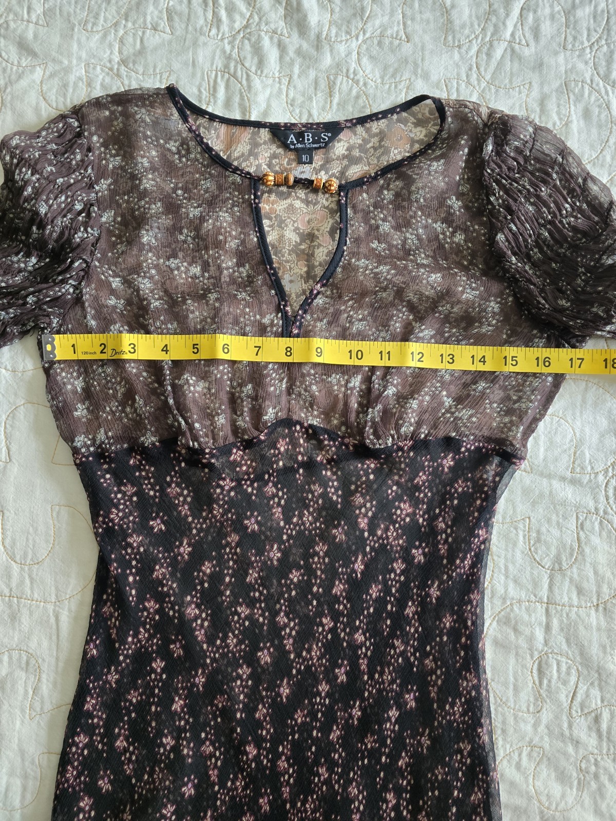 Vintage 90s Y2k Sheer A.B.S Allen Schwartz Dress Womens Small Medium Whimsigoth