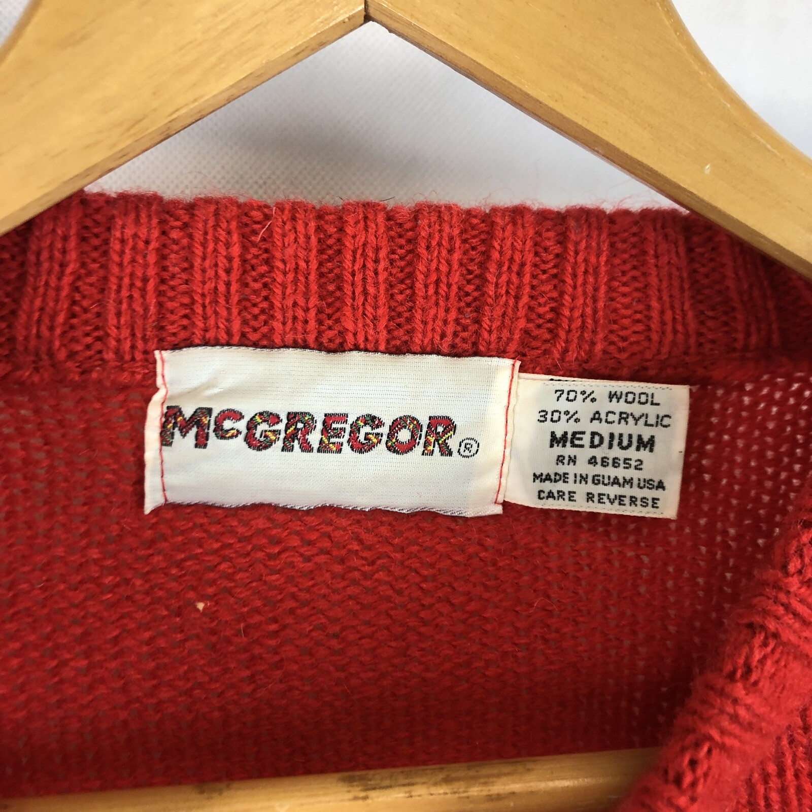 1980s VTG M Red Sweater Wool Blend Pullover Crew Neck McGregor USA Mens Womens
