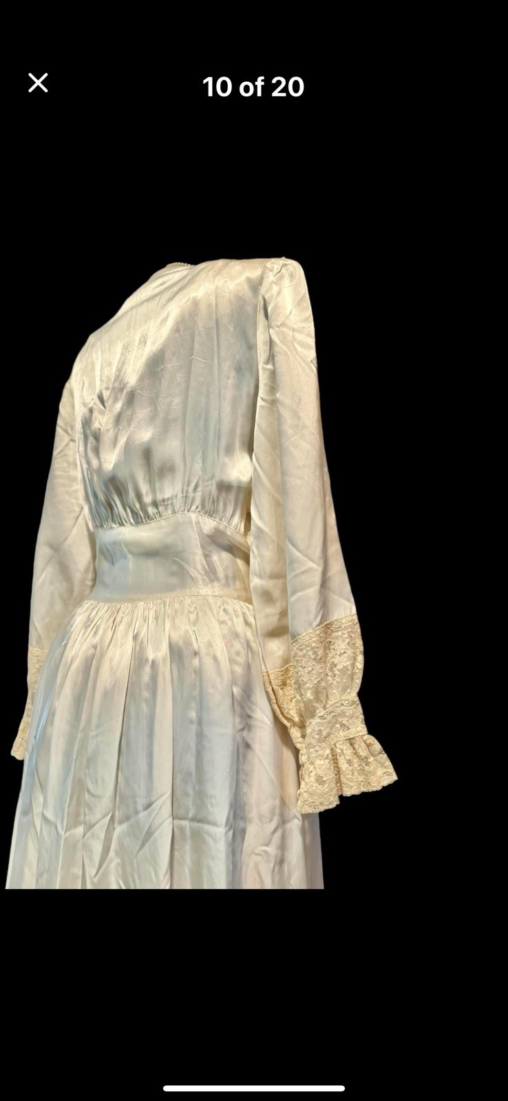Amazing 1940’s Cream Colored Sexy Peignoir Robe Honeymoon Set Ruffles Lace
