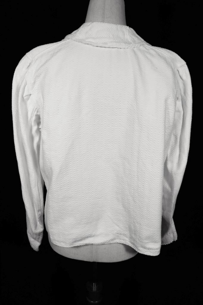 Antique French Edwardian-1920’s White Cotton Flannel Lined Blouse XL Exc Cond