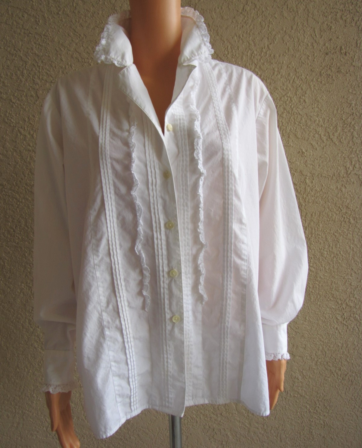Vintage Late 1980s Laura Ashley White Cotton Victorian Style Blouse / Shirt