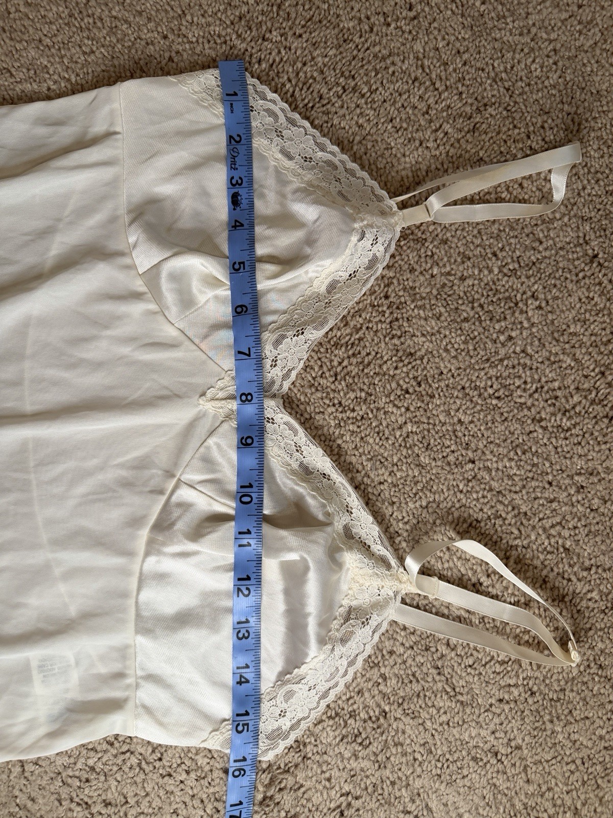 Vintage Vanity Fair Full Slip Lace Trim Ivory Cream Style 10-103 USA Made Sz S