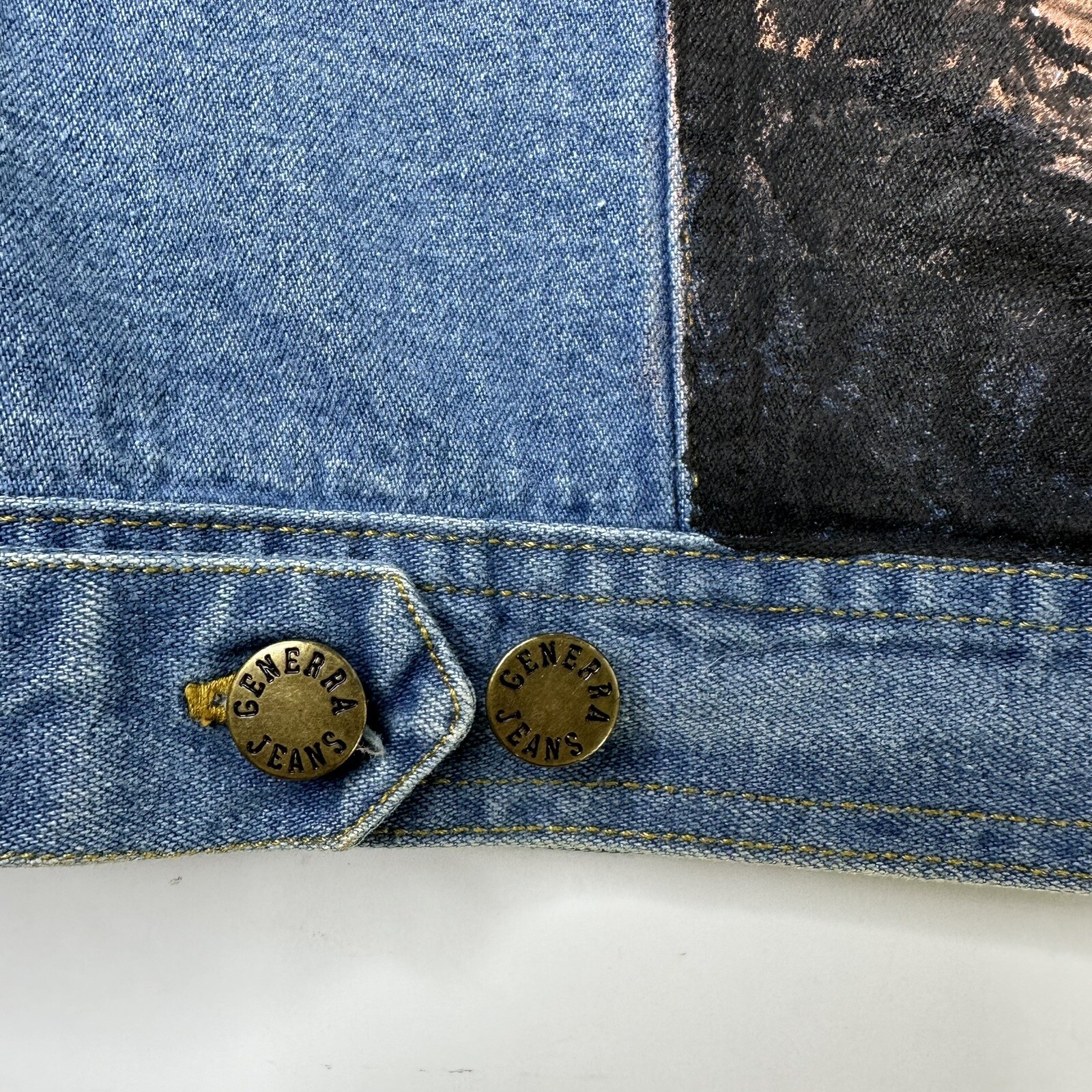 Vintage Hand Painted Denim Vest Womens Size M Forest Stars Generra Art To Wear
