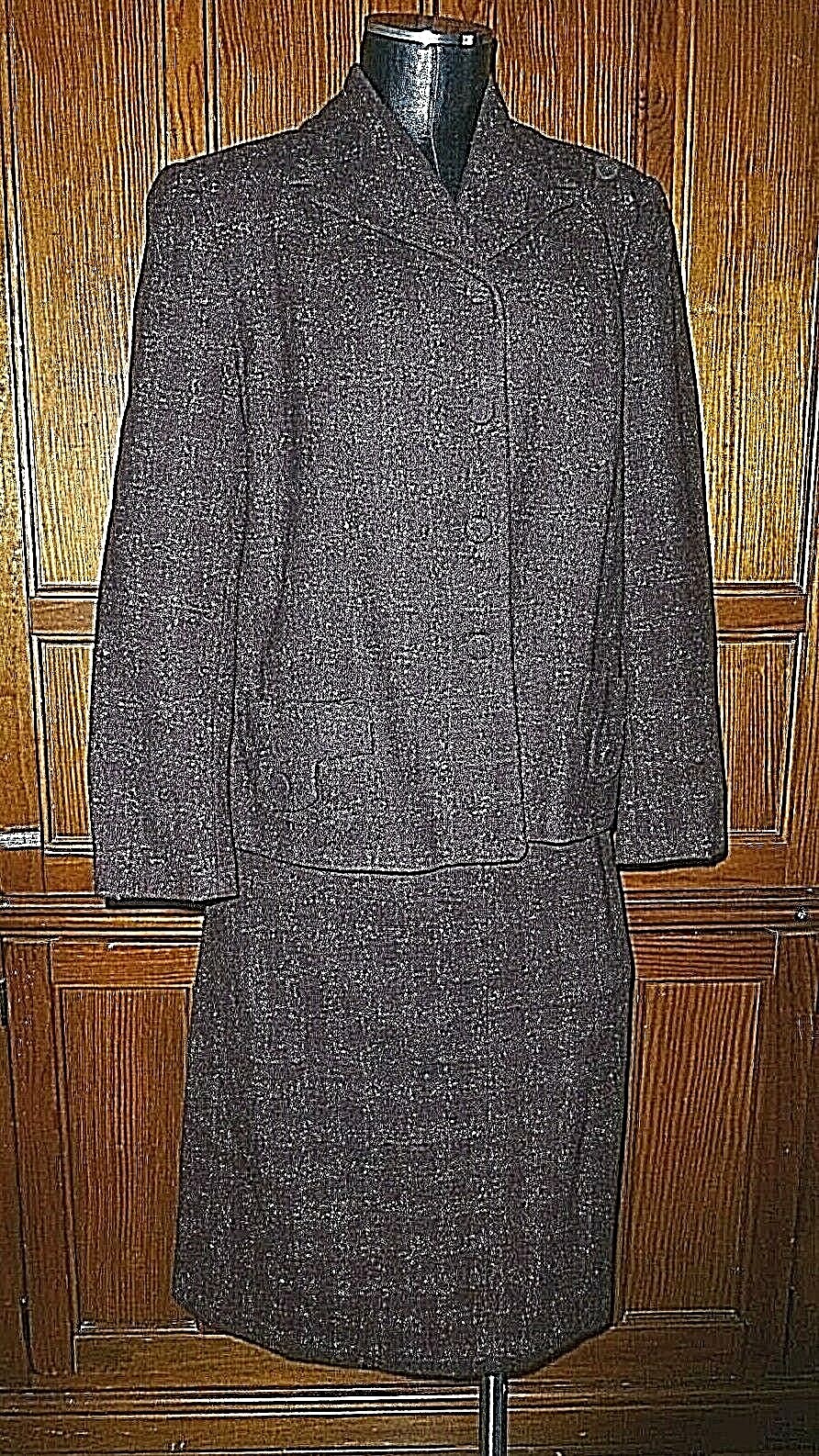 VTG 60s CASHMERE WOOL SILK Brown Jackie O dress Jacket Blazer Skirt SUIT L XL
