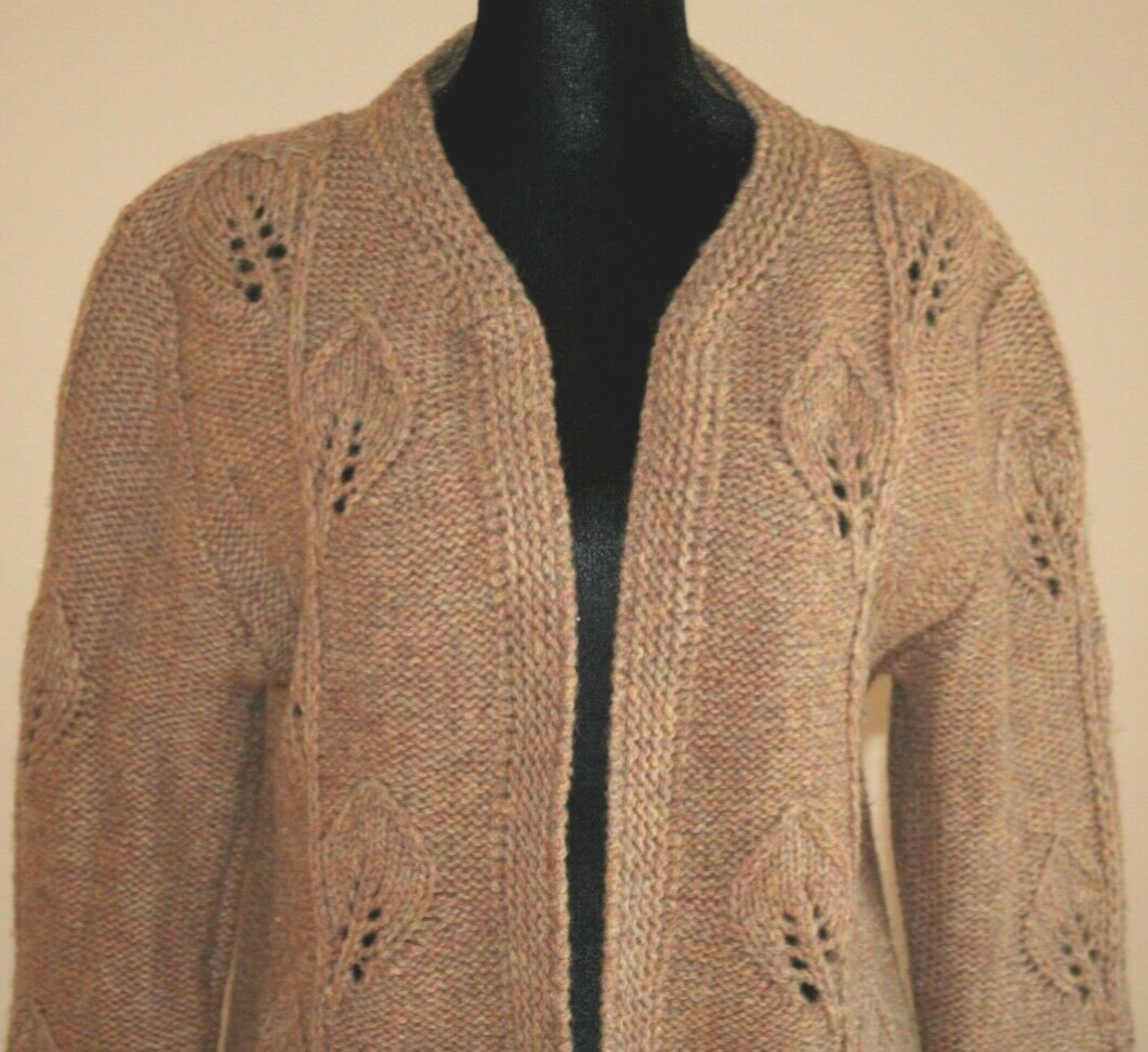Vintage Cardigan Sweater Shetland Wool Womens Size Medium 8 10 Knit Open