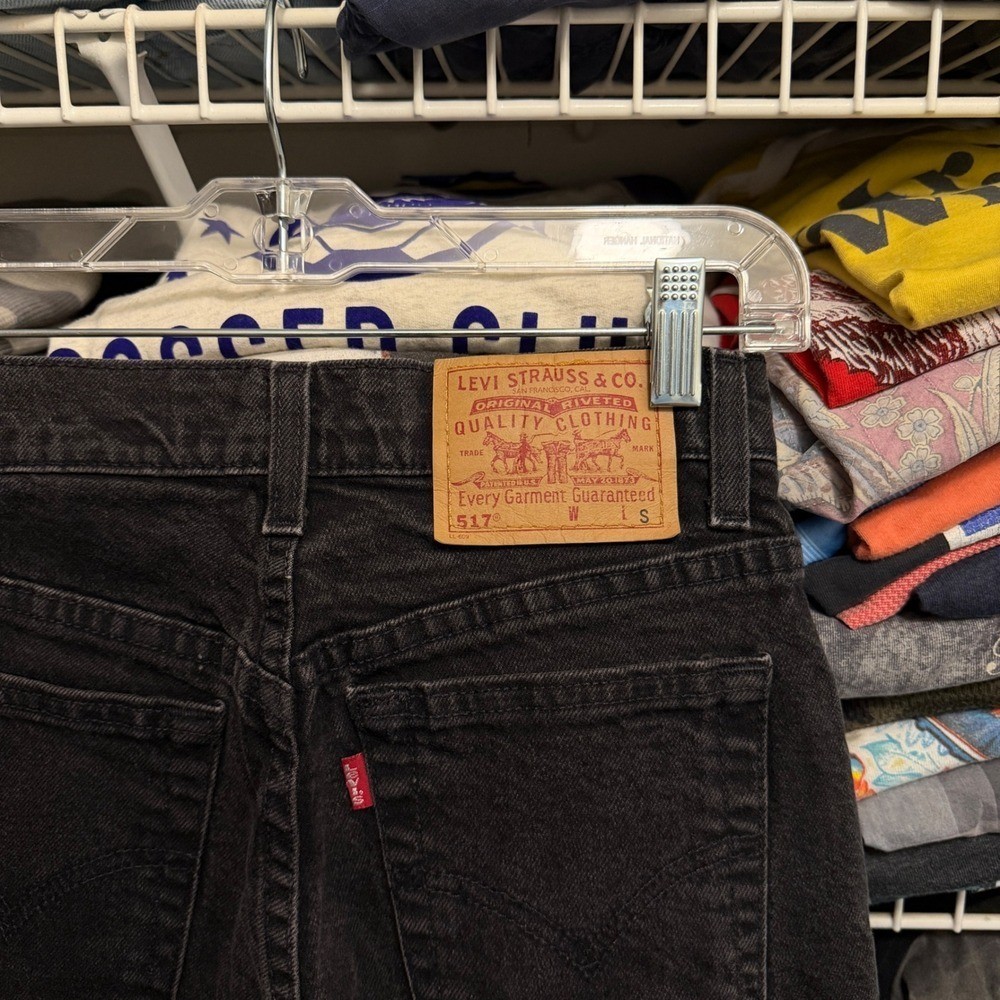 Vintage Levi’s 517 Boot Cut Junior Cut Jeans Womens 3 (26×30) Black USA Stretch