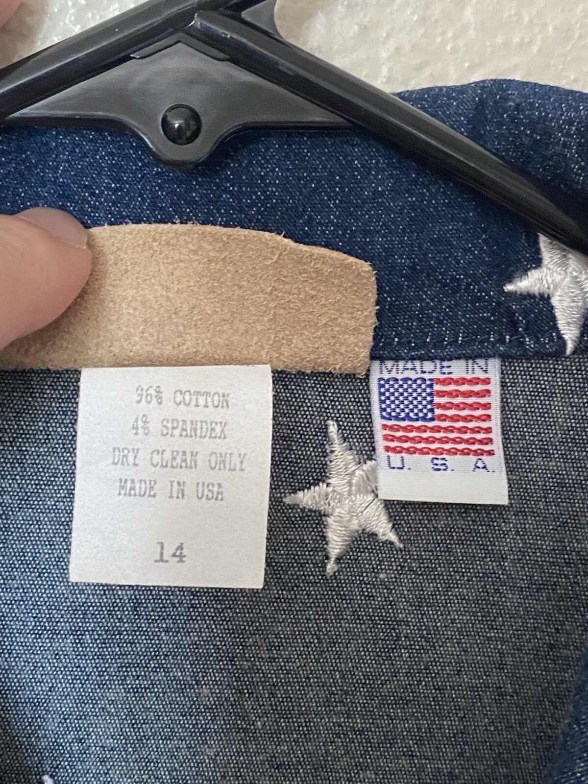 Vintage Painted Pony Zip Vest Denim USA Flag Stars Patriotic America Blue 14 S/M