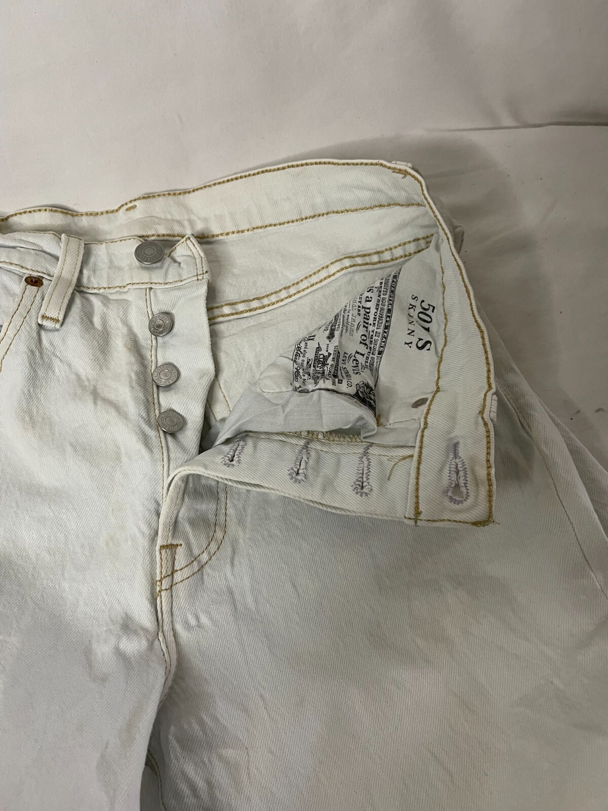 Levis 501 S Big E Skinny Jeans Men Sz W28 L39 Denim Button Fly Mid Rise Vintage