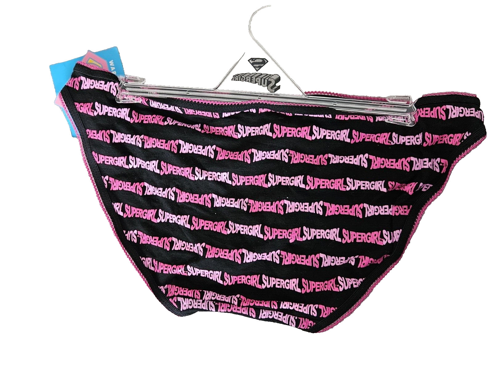 SuperGirl Intimates Women’s Bikini Panties Size: MEDIUM Color: BLACK/PINK