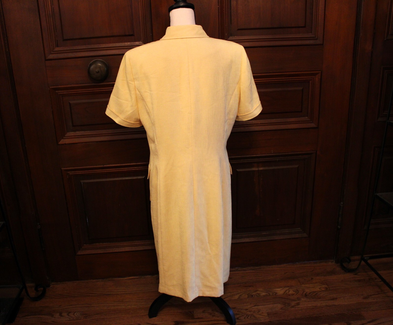 Kasper ASL Size 16 Vintage 1990s Yellow Shirt Dress 100% Polyester