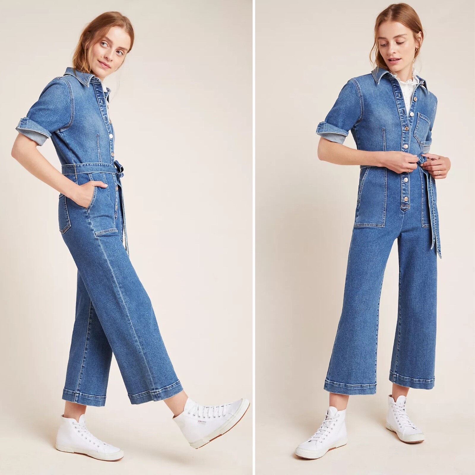 7 For All Mankind Jeans Alexa Jumpsuit Size S L $298 Cropped Denim NWT 7FAM