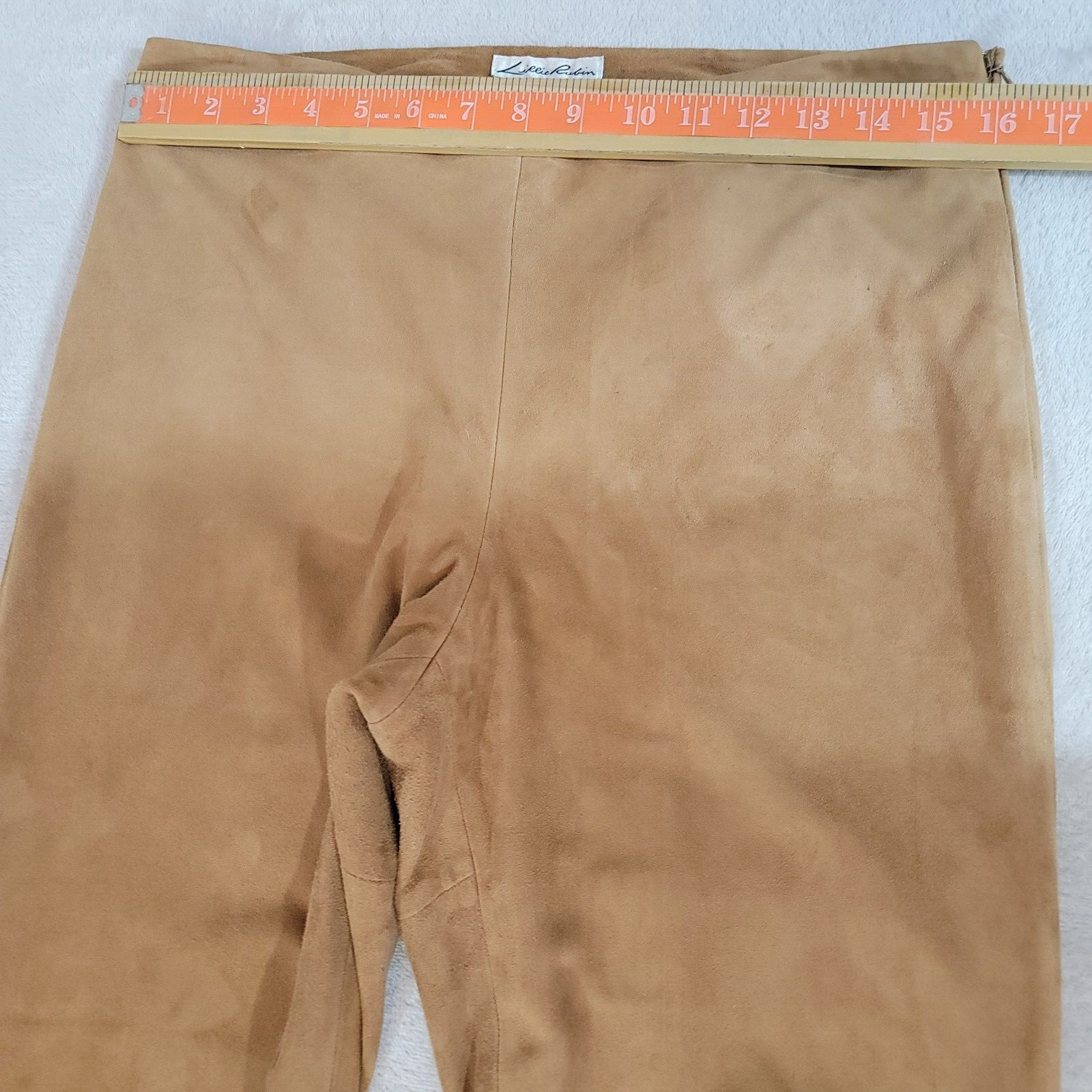 Vintage Lillie Rubin Pant Womens 10 Tan 100% Goat Suede High Rise Bell Bottom