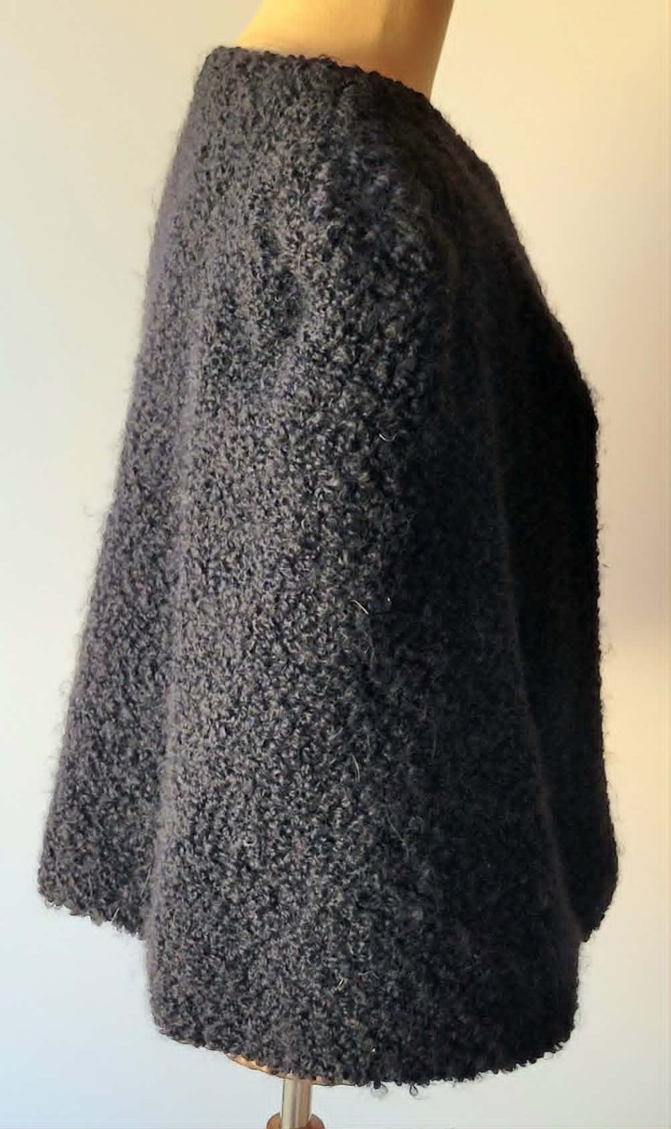 Vintage 1950s Wool Bouclé Capelet Cape Coat Hand Openings Medium