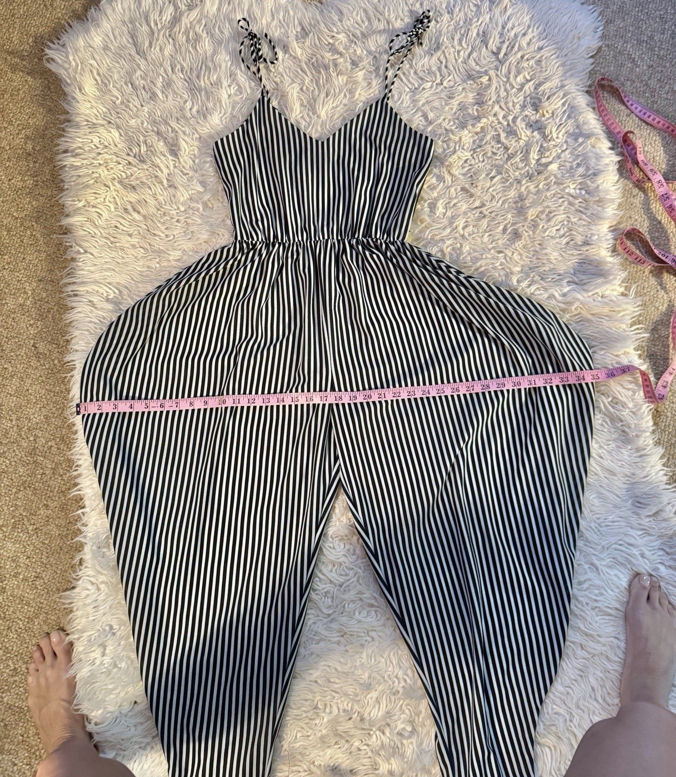 Vtg Diamond’s Run Wayne Harem Striped Jumpsuit Disco Studio 54 70s Dress S M