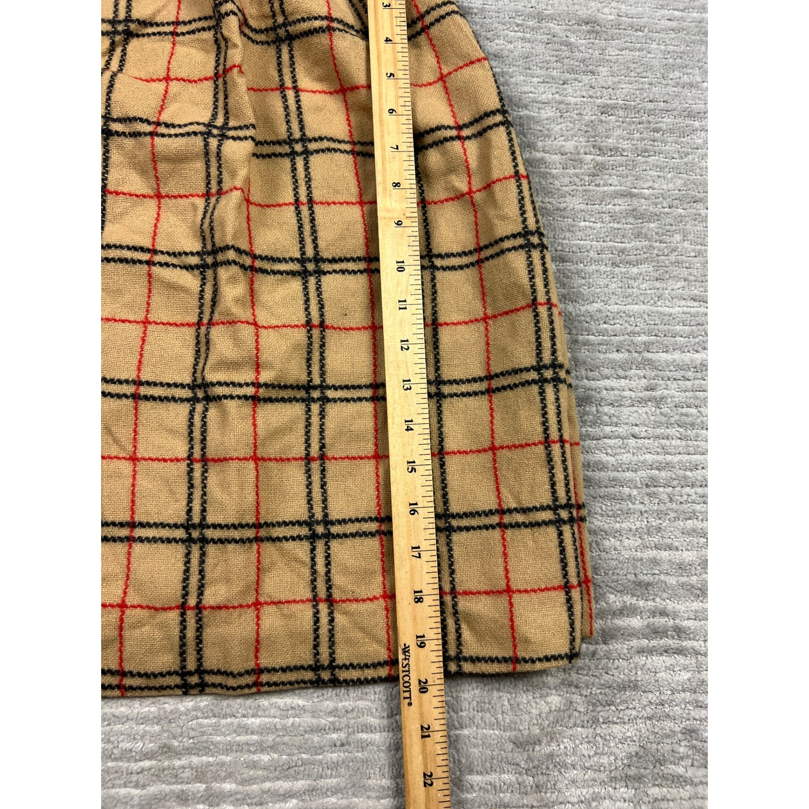 Corner House Skirt Womens 8 Tan Plaid A-Line Vintage Quakertown Wool Blend Check