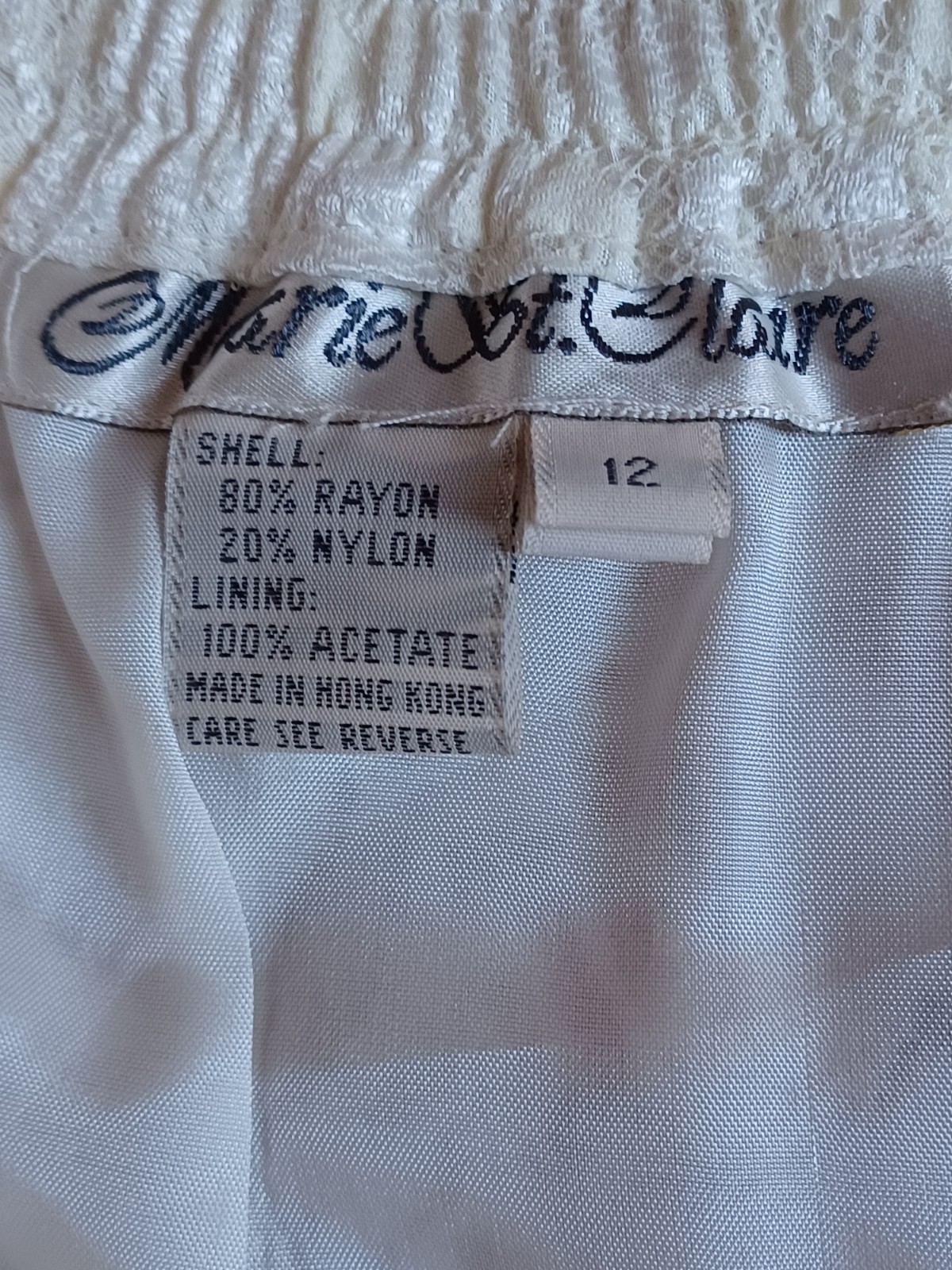 Vintage 1980s Marie St. Claire White Iridescent Lace Romantic Cottagecore Skirt