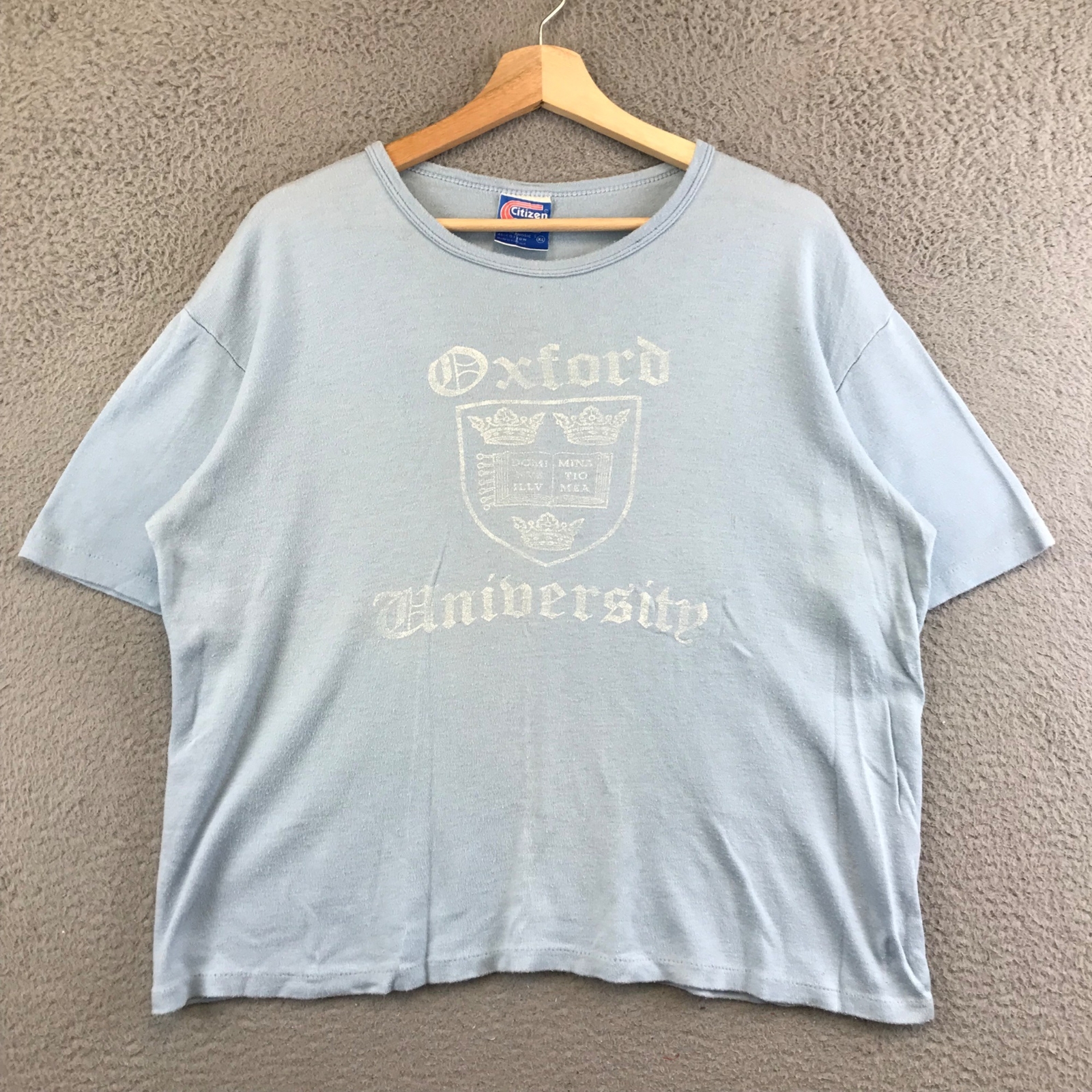 Vintage 80s Women’s Oxford University Crest Logo T shirt Single Stitch size XL