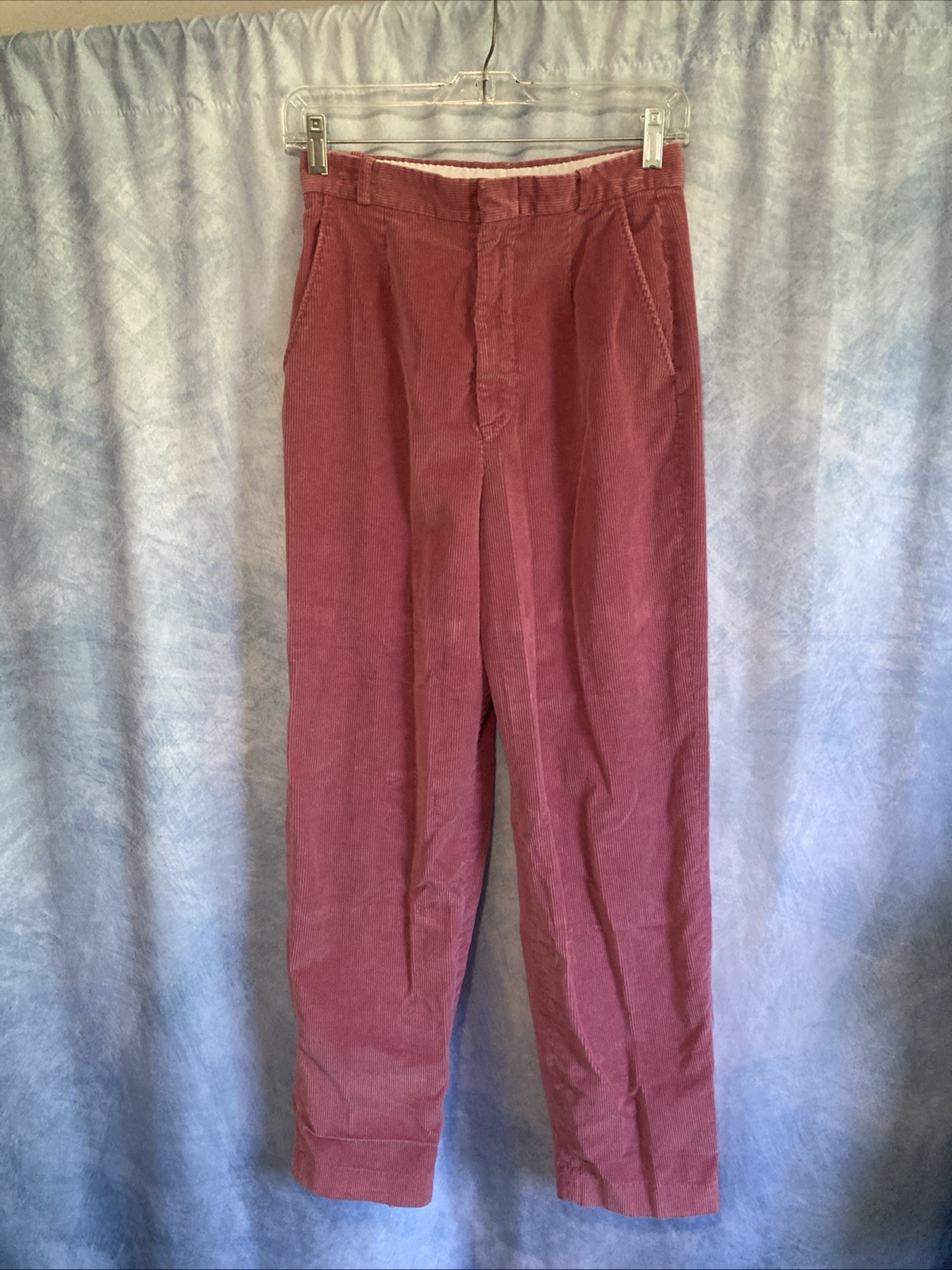 Vtg 80s Palmettos Pink Mauve Corduroy Pants Pleated Mom Trousers High Waist XS